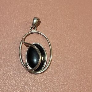 Lia sophia silver and black pendant